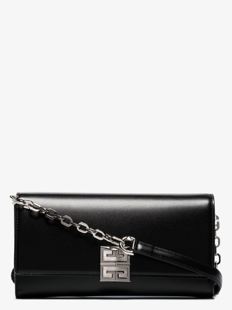 Black 4g Leather Wallet on Chain