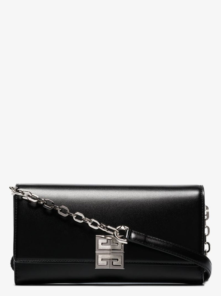 Black 4g Leather Wallet on Chain
