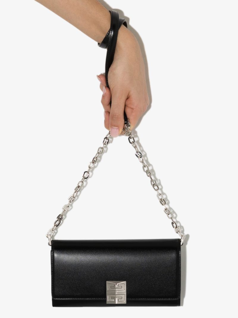 Black 4g Leather Wallet on Chain