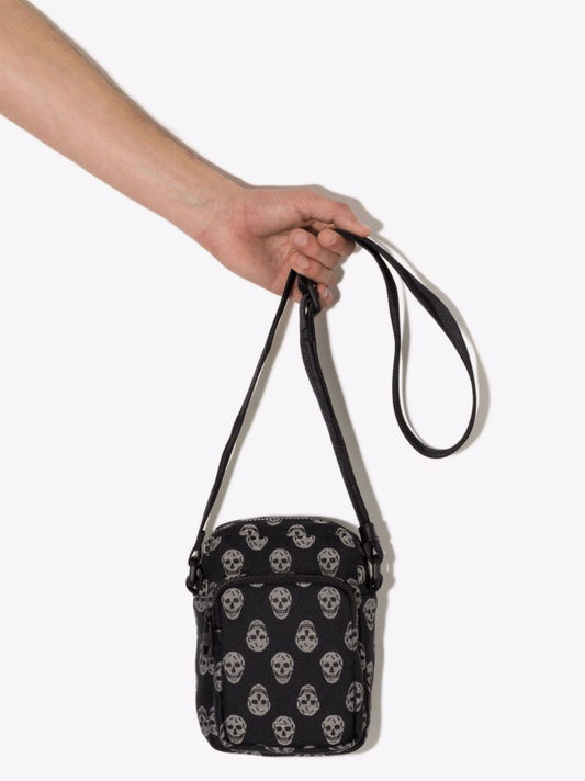 Black Skull Print Cross Body Bag