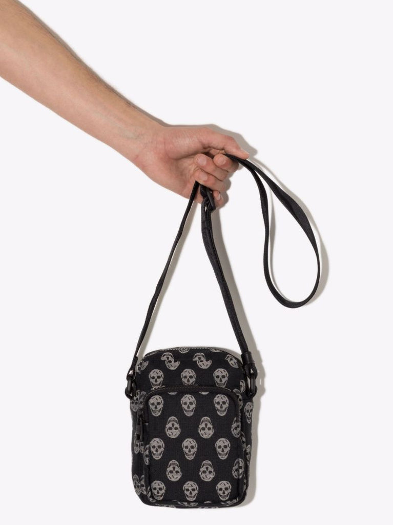 Black Skull Print Cross Body Bag