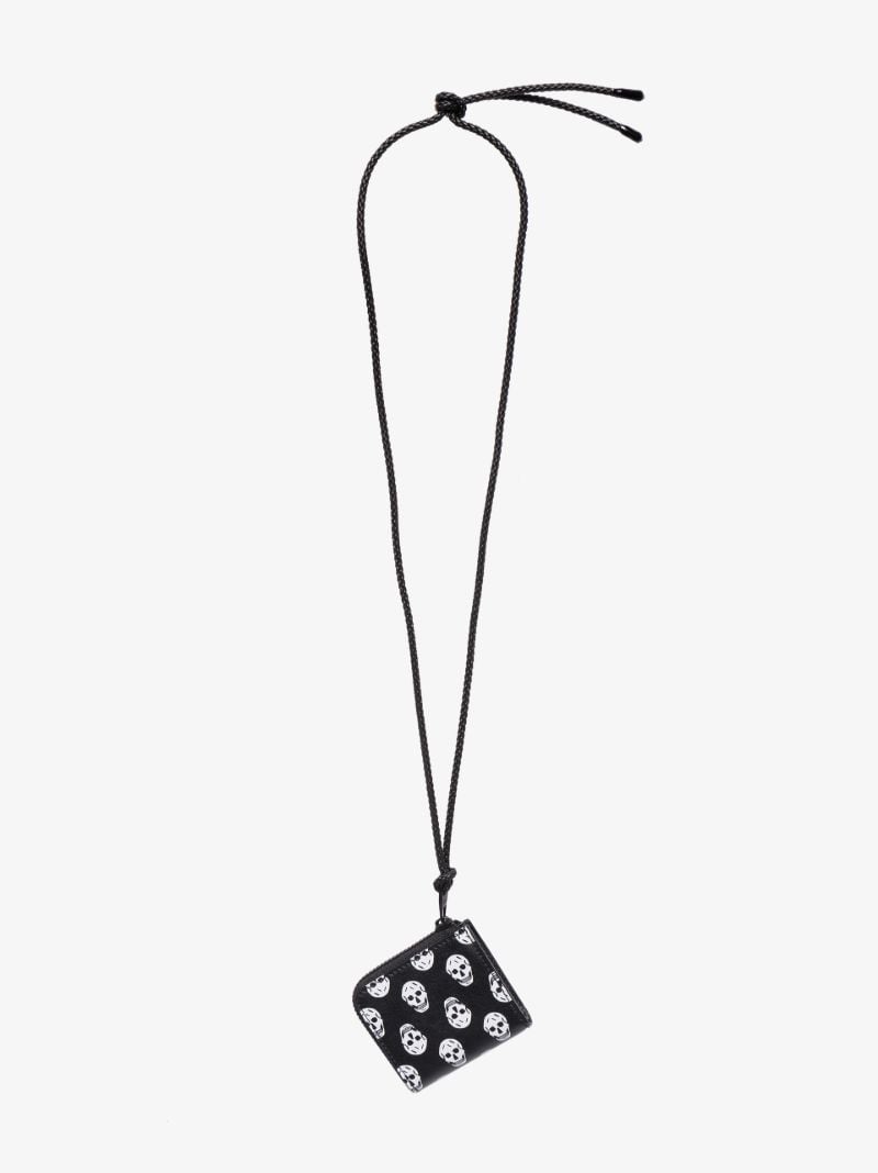 Black Skull Print Leather Coin Purse