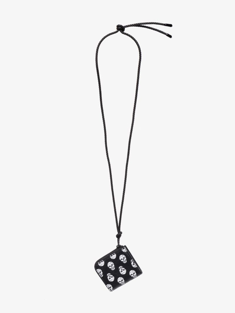 Black Skull Print Leather Coin Purse