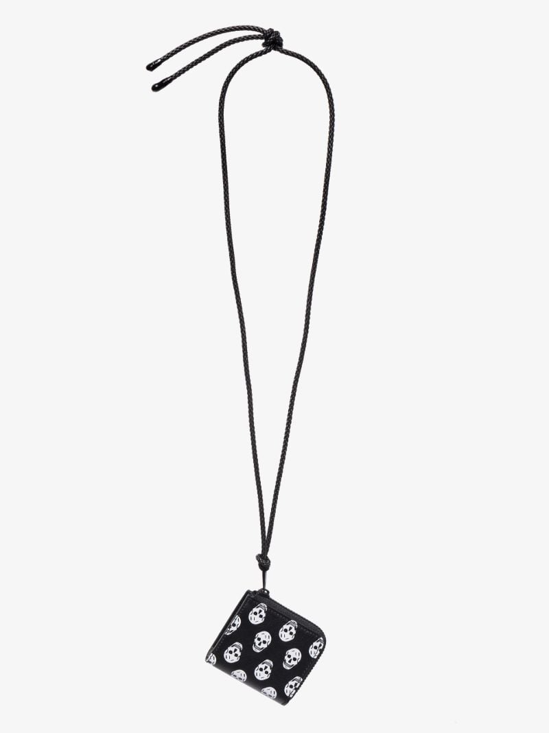 Black Skull Print Leather Coin Purse