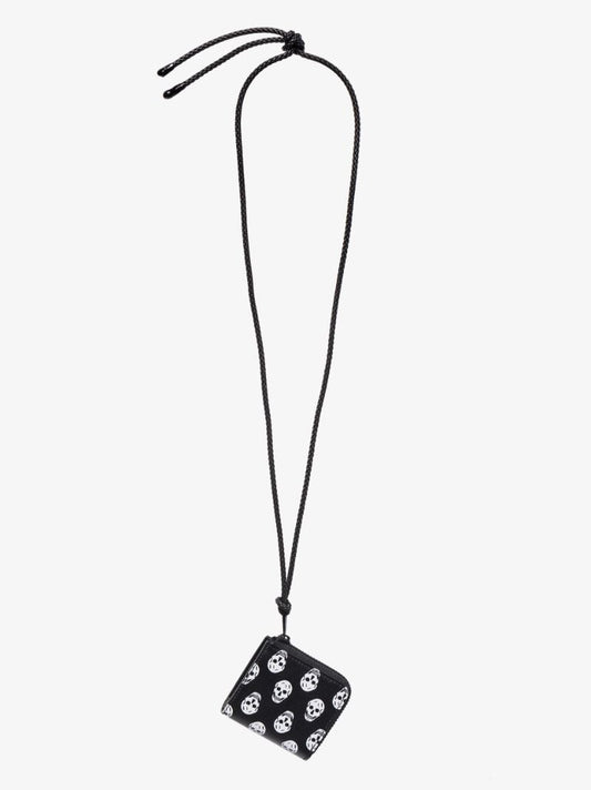 Black Skull Print Leather Coin Purse