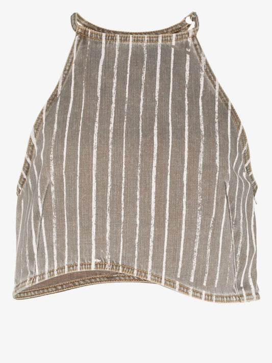 Grey Tinah Striped Crop Top