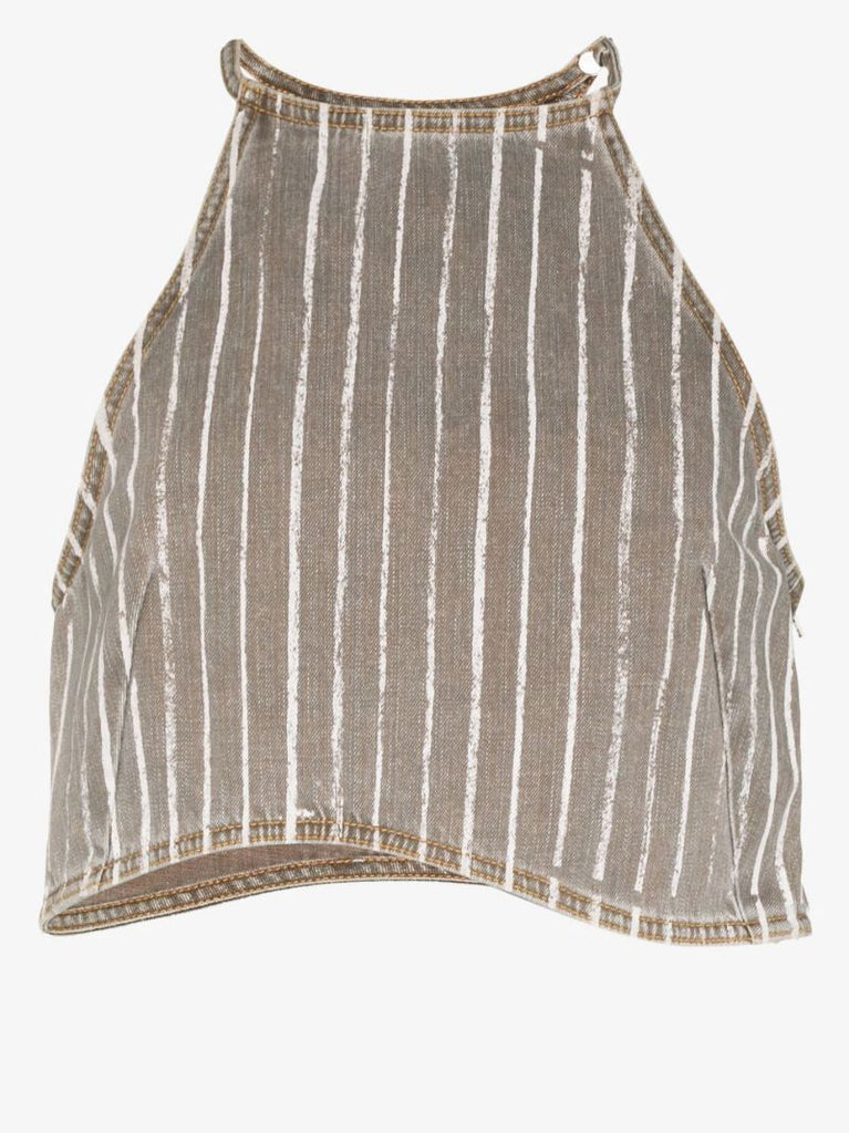 Grey Tinah Striped Crop Top