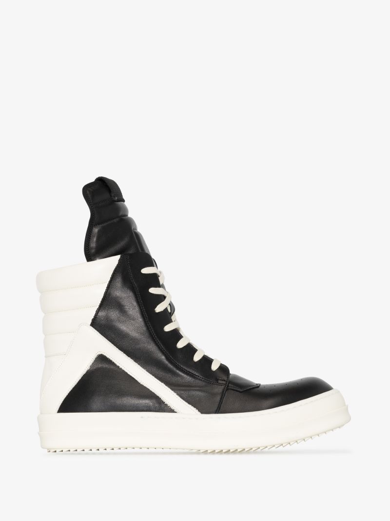 Black and White Geobasket High Top Leather Sneakers