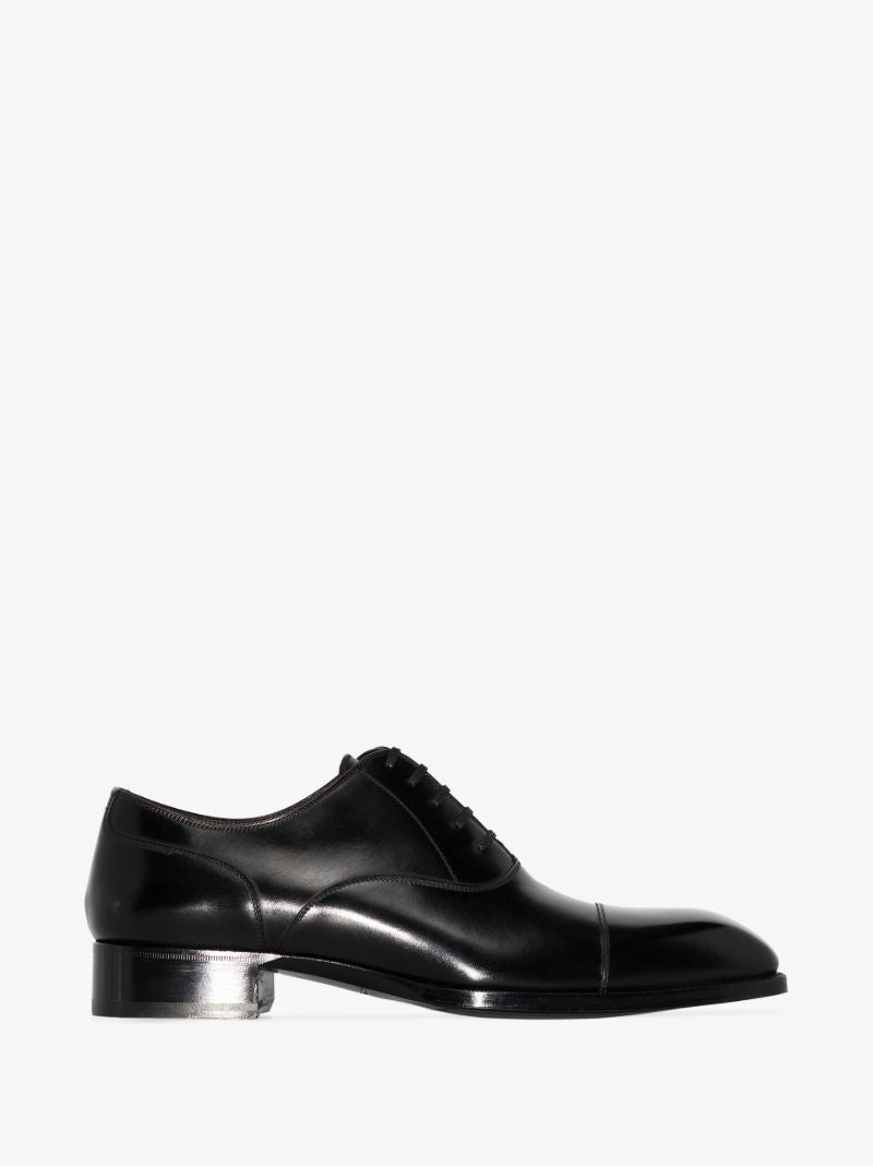 Black Elkan Leather Derby Shoes
