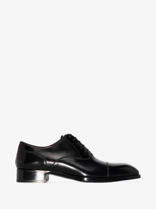 Black Elkan Leather Derby Shoes