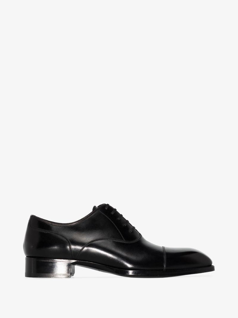 Black Elkan Leather Derby Shoes