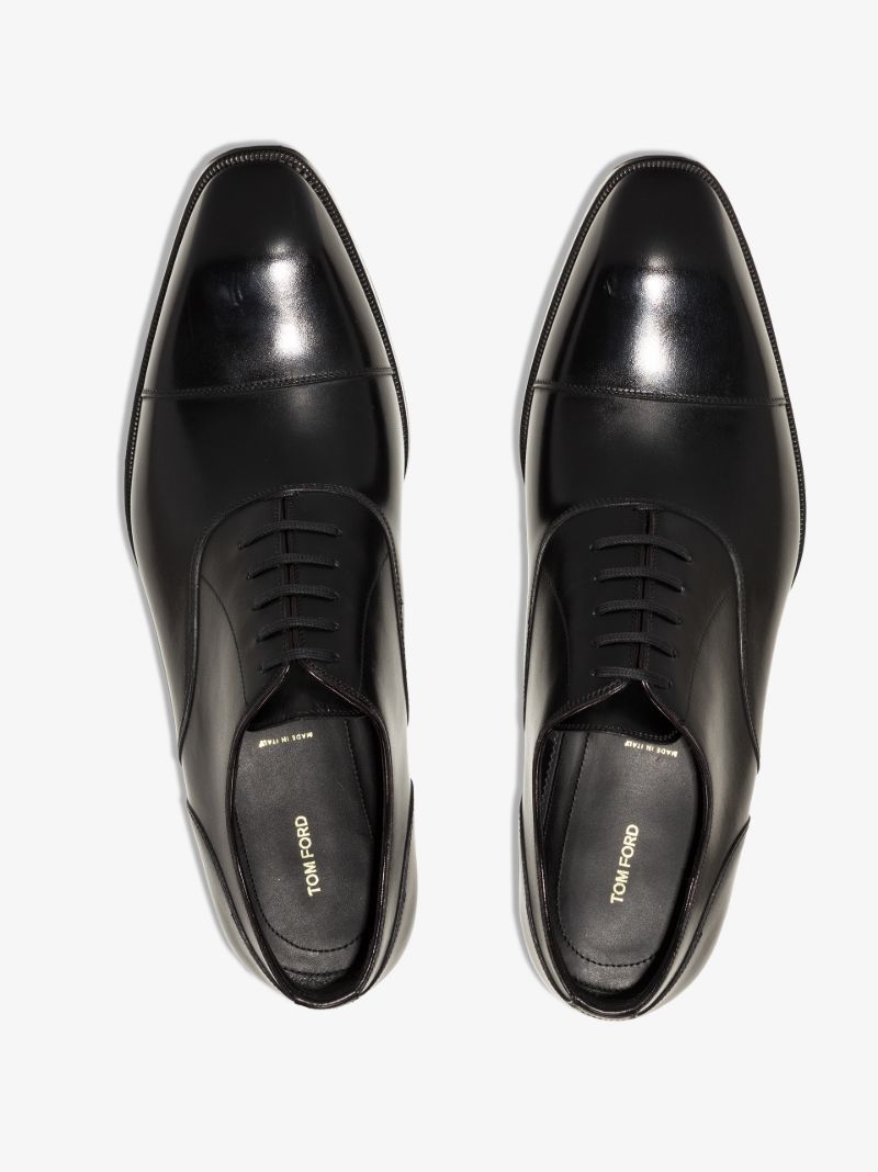 Black Elkan Leather Derby Shoes