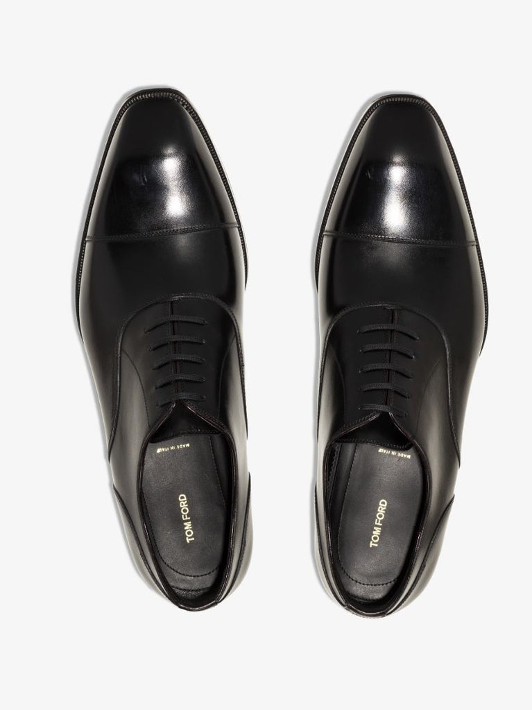 Black Elkan Leather Derby Shoes