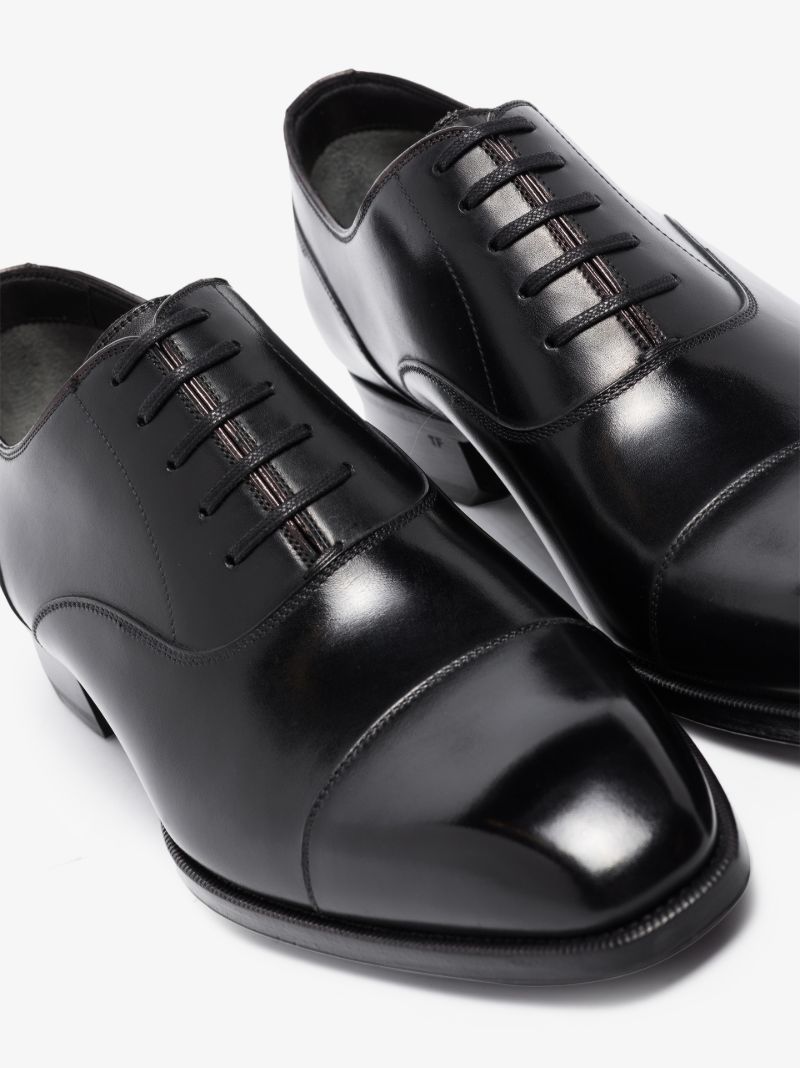Black Elkan Leather Derby Shoes