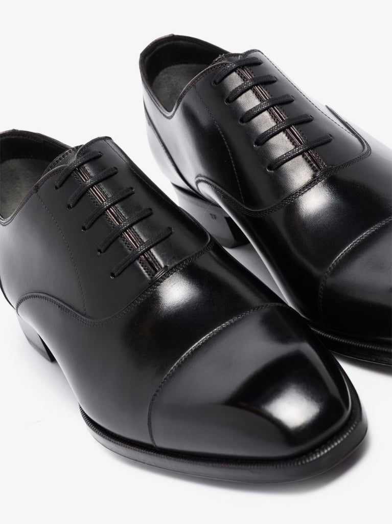 Black Elkan Leather Derby Shoes