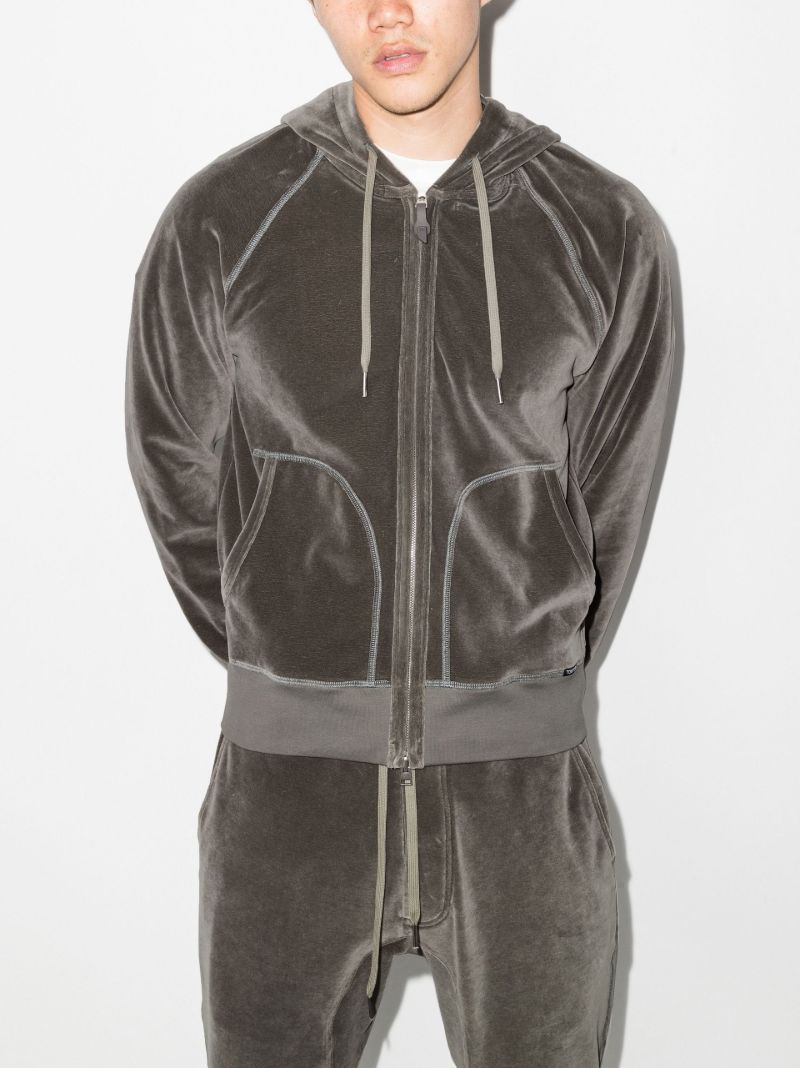 Zip-up Cotton Velour Hoodie