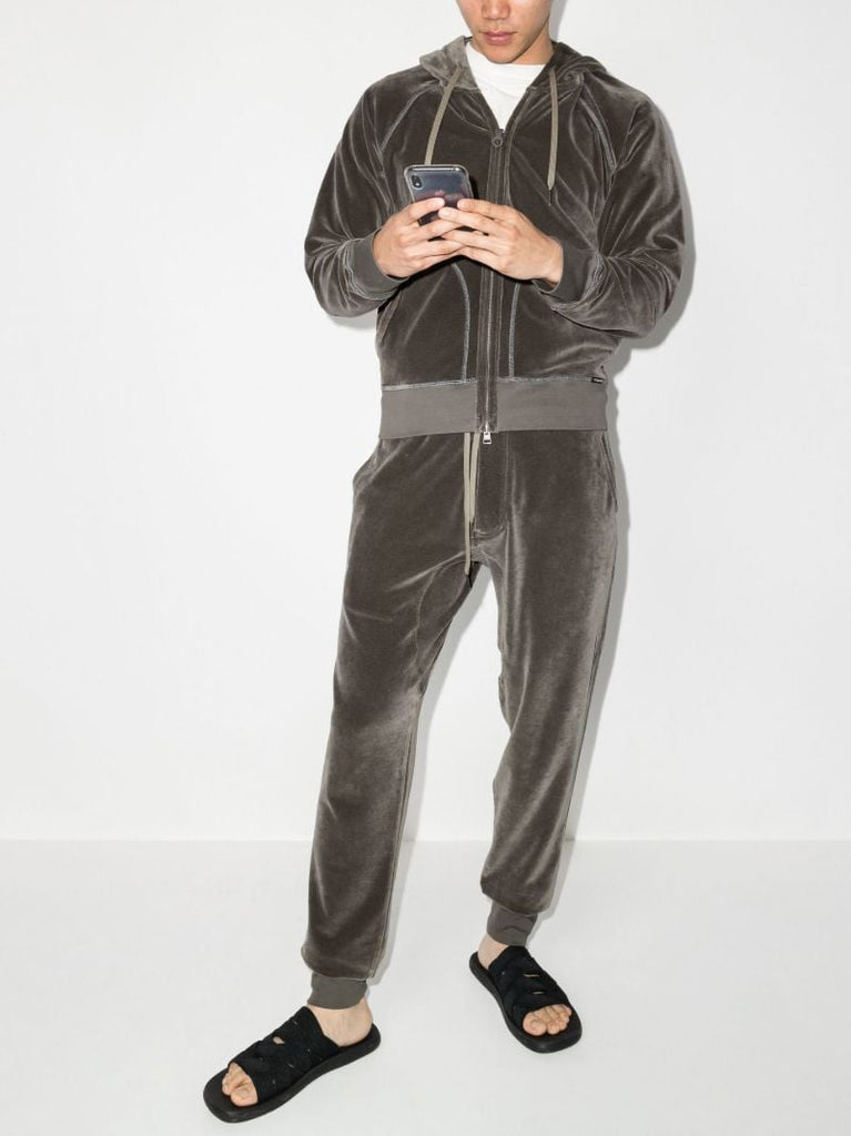 Zip-up Cotton Velour Hoodie