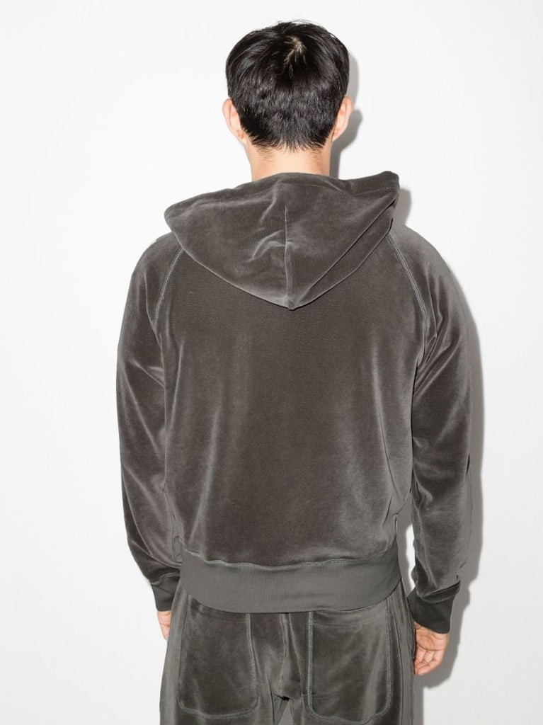 Zip-up Cotton Velour Hoodie