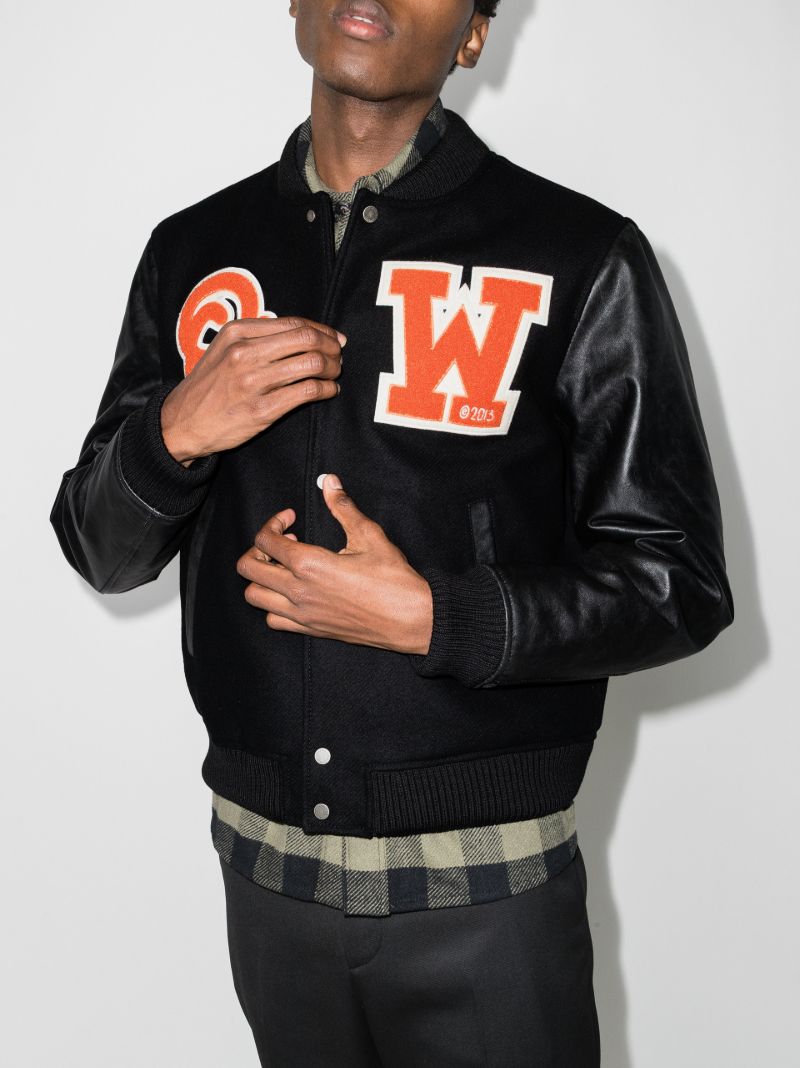 Black Logo Patch Varsity Jacket