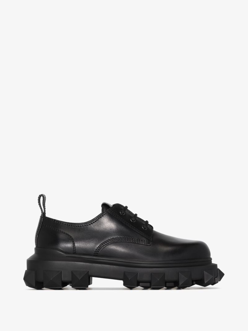Black Trackstud Leather Derby Shoes