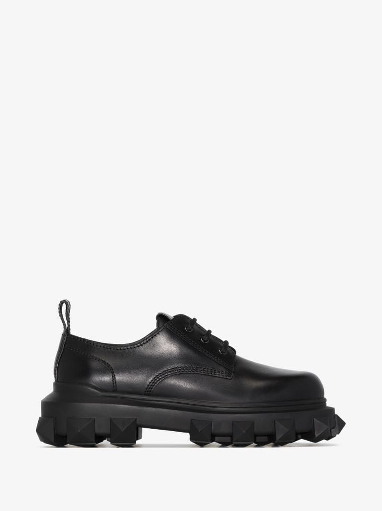 Black Trackstud Leather Derby Shoes