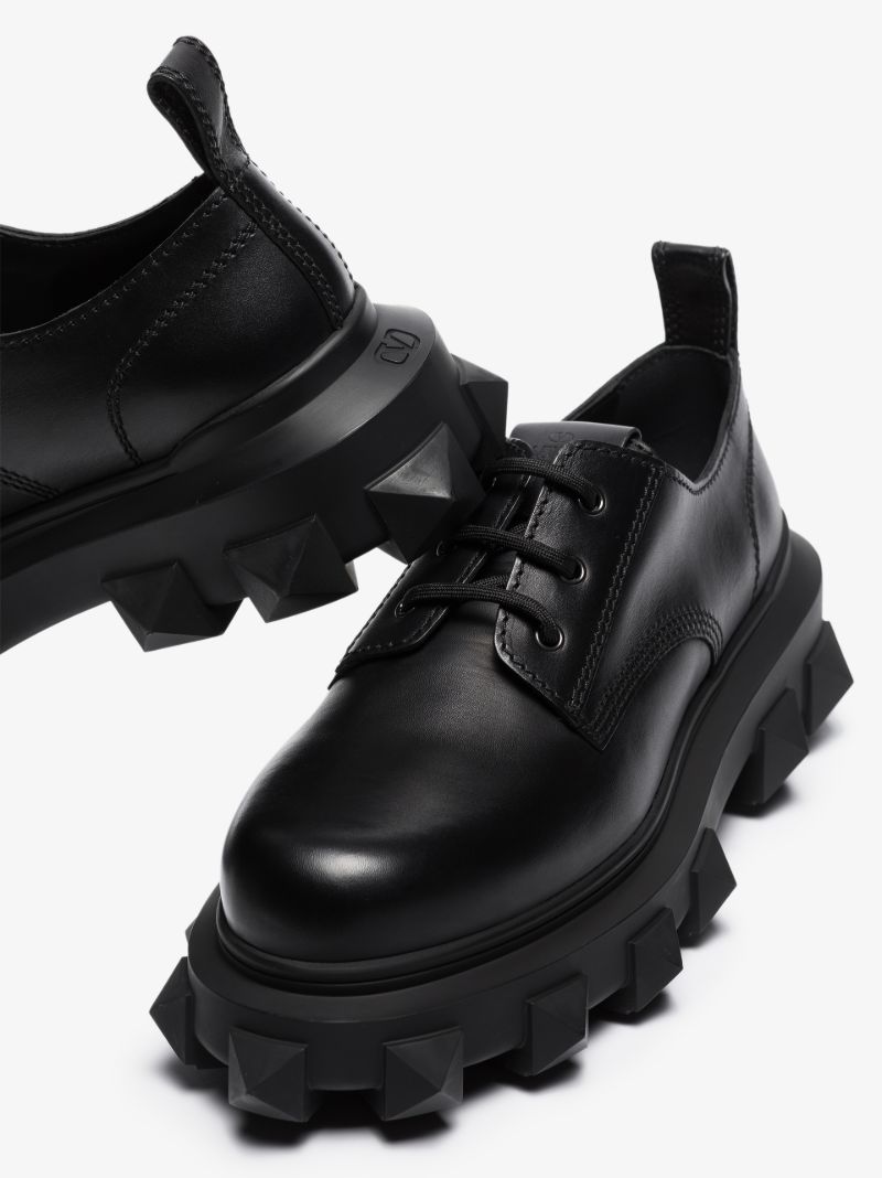 Black Trackstud Leather Derby Shoes
