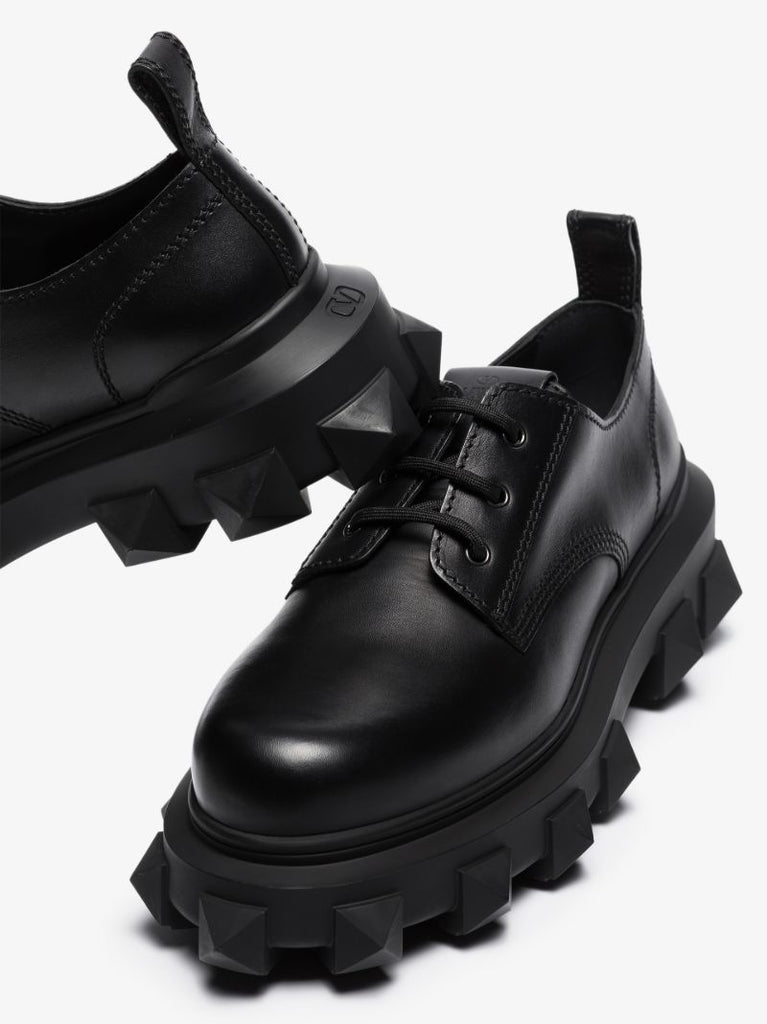 Black Trackstud Leather Derby Shoes