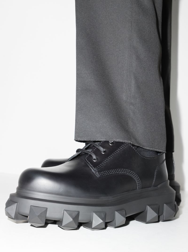 Black Trackstud Leather Derby Shoes
