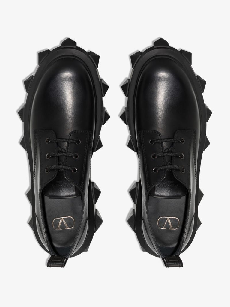 Black Trackstud Leather Derby Shoes