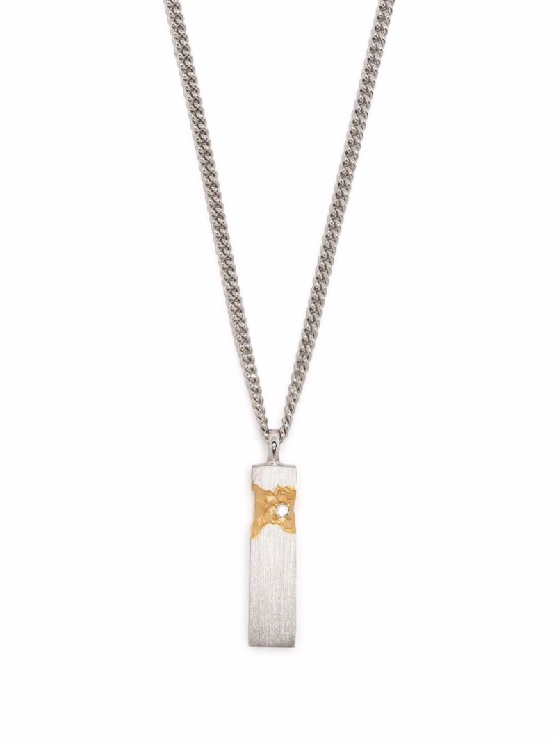 Mined Cube Diamond Pendant Necklace