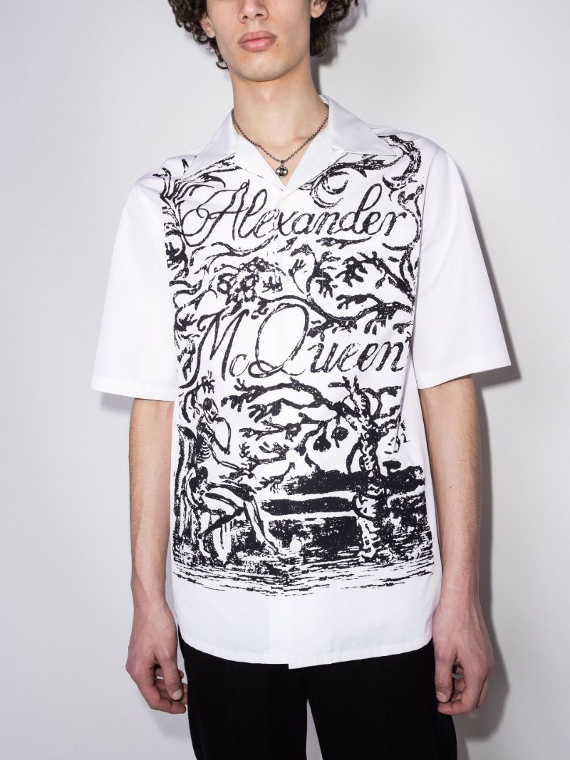Logo Print Short Sleeve Cotton Shirt