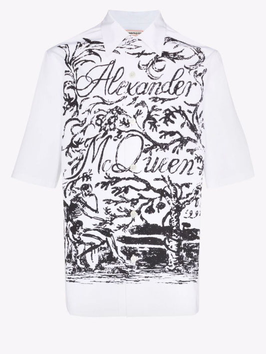 Logo Print Short Sleeve Cotton Shirt