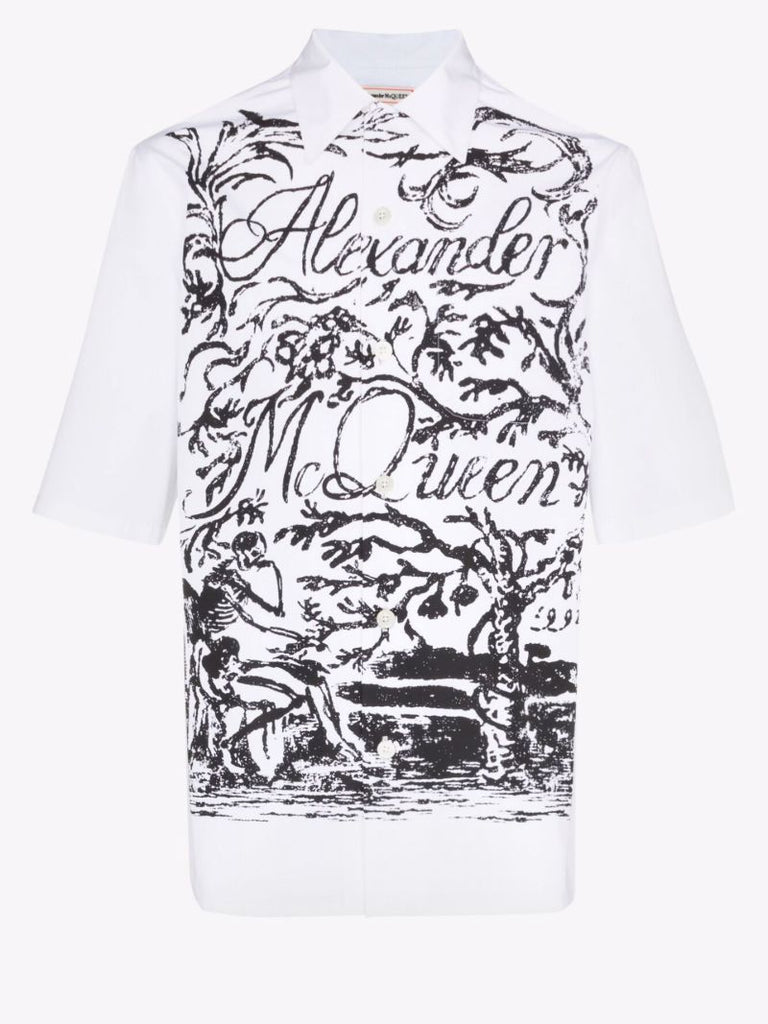 Logo Print Short Sleeve Cotton Shirt