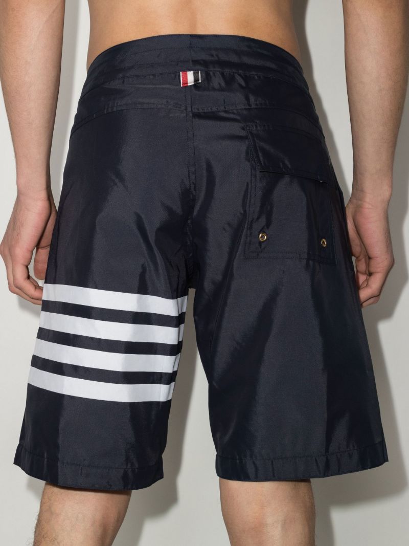 Blue 4-bar Stripe Swim Shorts