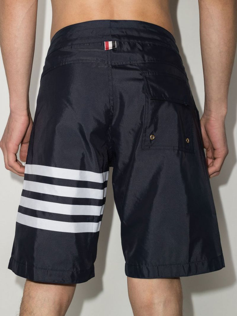 Blue 4-bar Stripe Swim Shorts