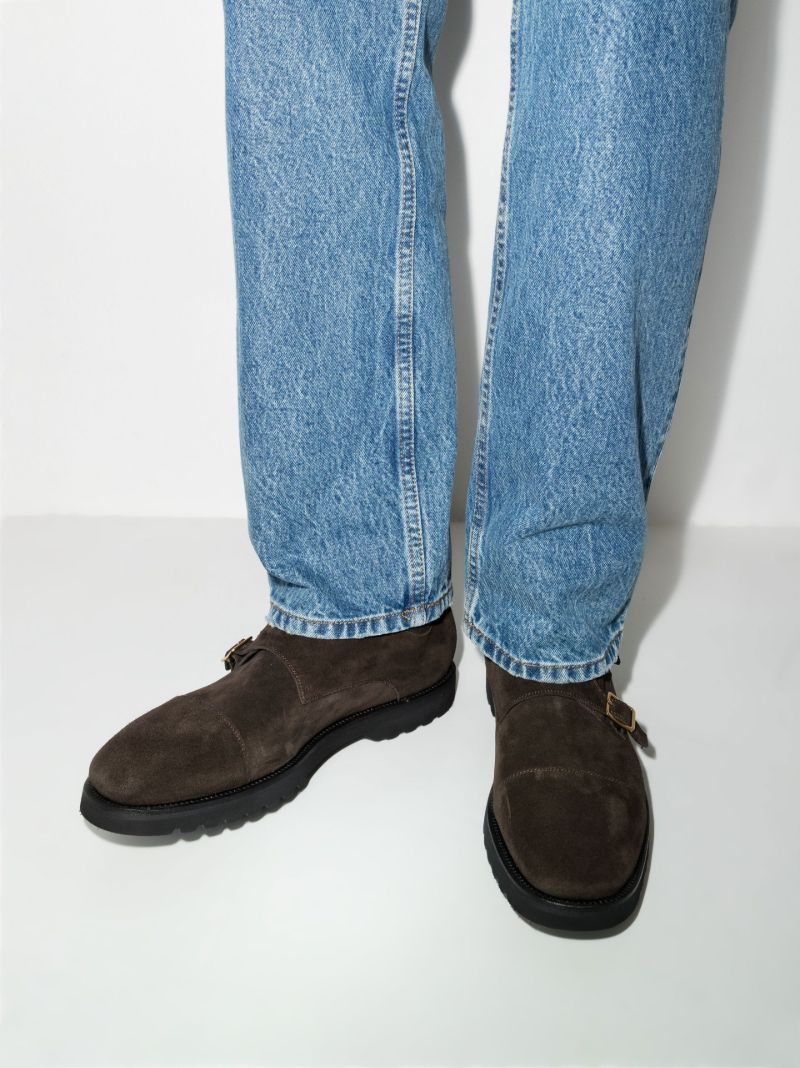 Brown Suede Monk Boots