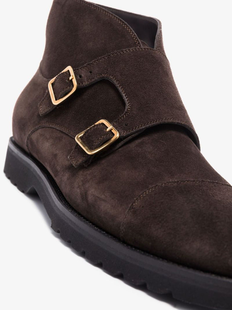 Brown Suede Monk Boots