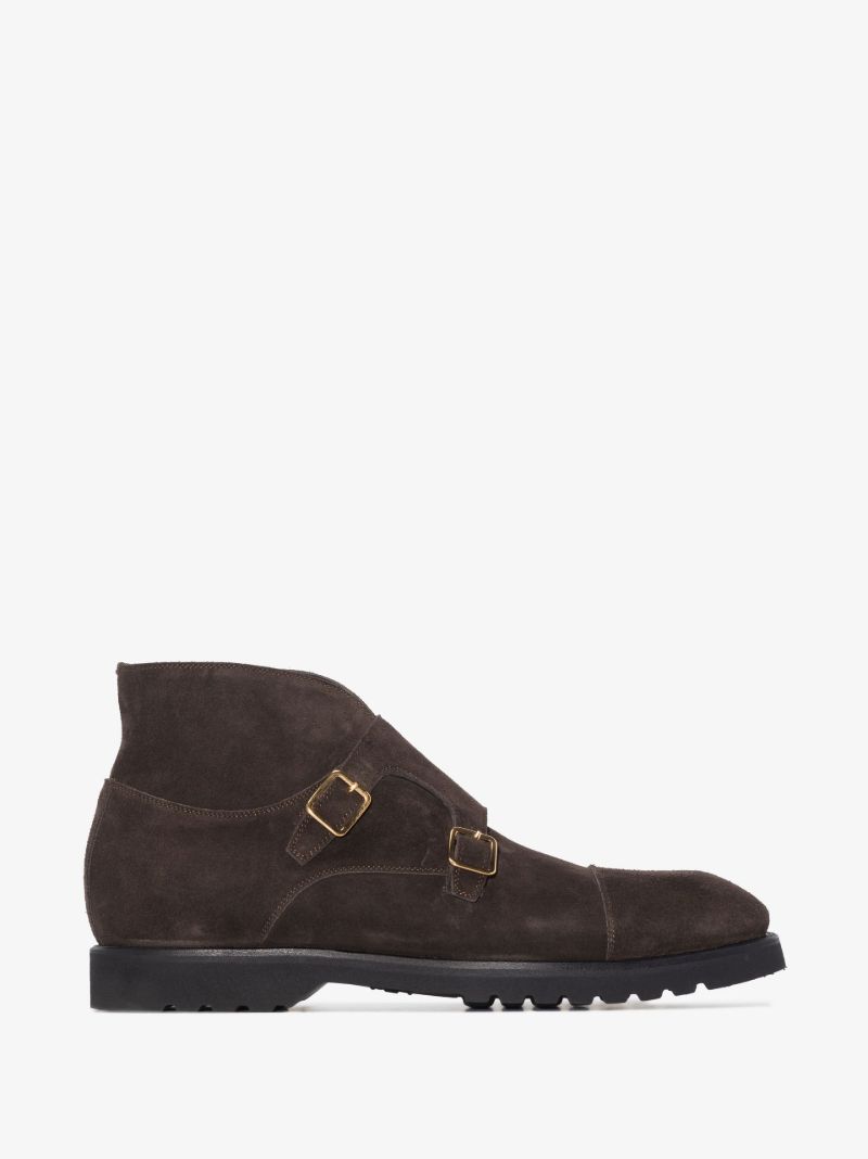 Brown Suede Monk Boots