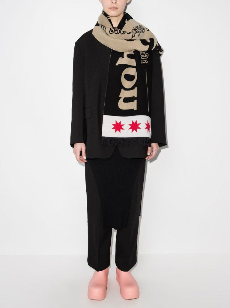 Logo-jacquard Fringed Scarf