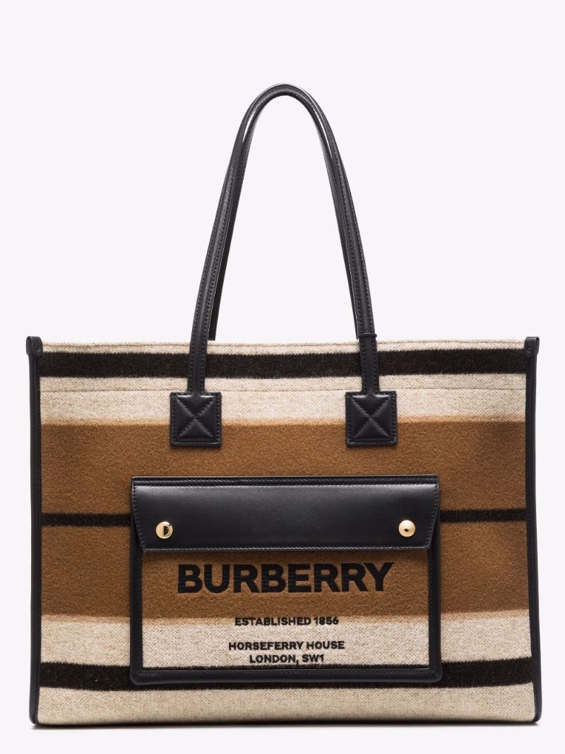 Brown Freya Medium Striped Wool Tote Bag