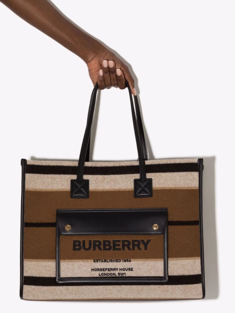 Brown Freya Medium Striped Wool Tote Bag