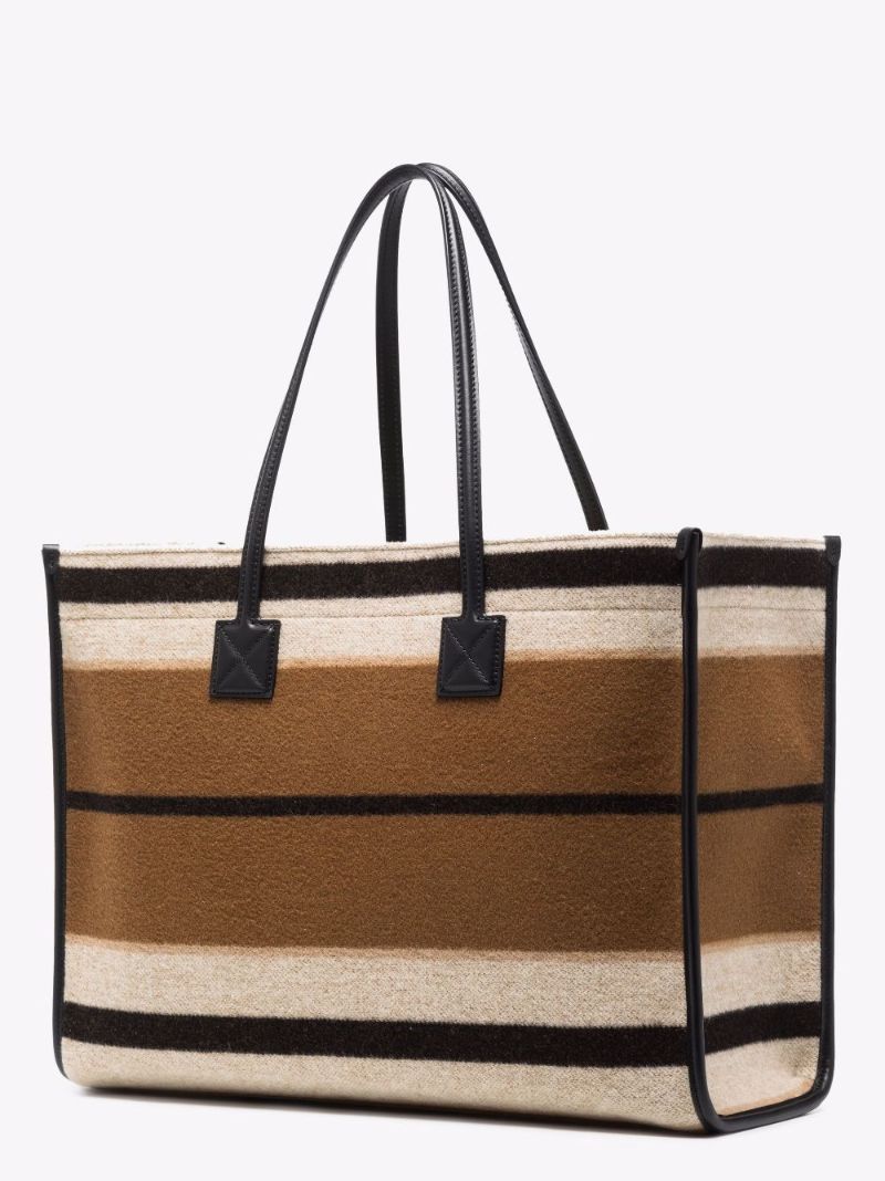 Brown Freya Medium Striped Wool Tote Bag