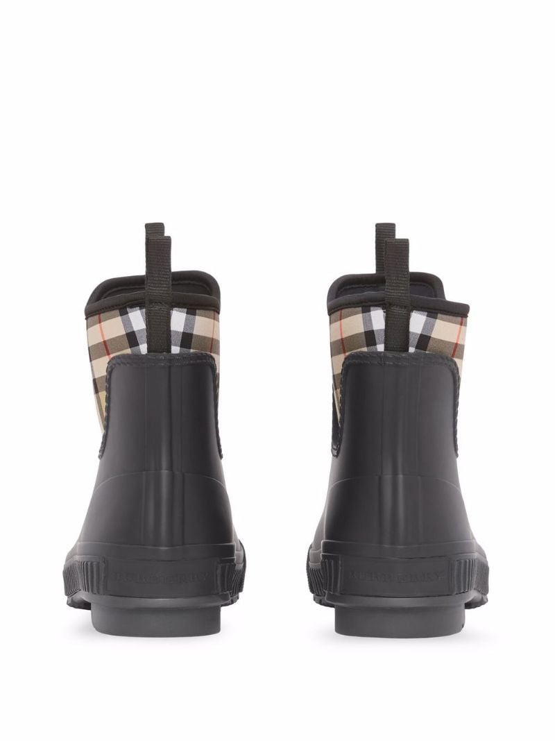Black Vintage Check Rubber Rain Boots