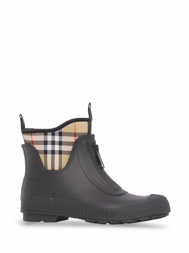 Black Vintage Check Rubber Rain Boots