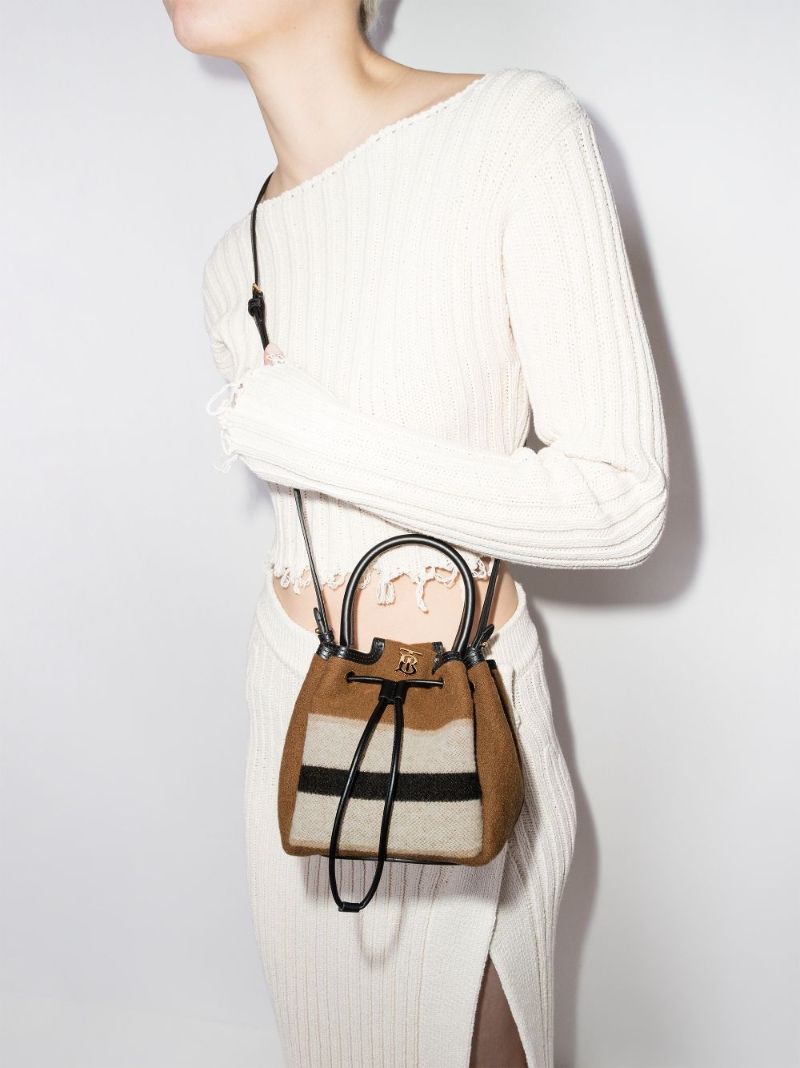 Brown Peony Wool Cross Body Bag