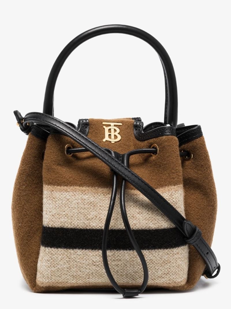 Brown Peony Wool Cross Body Bag
