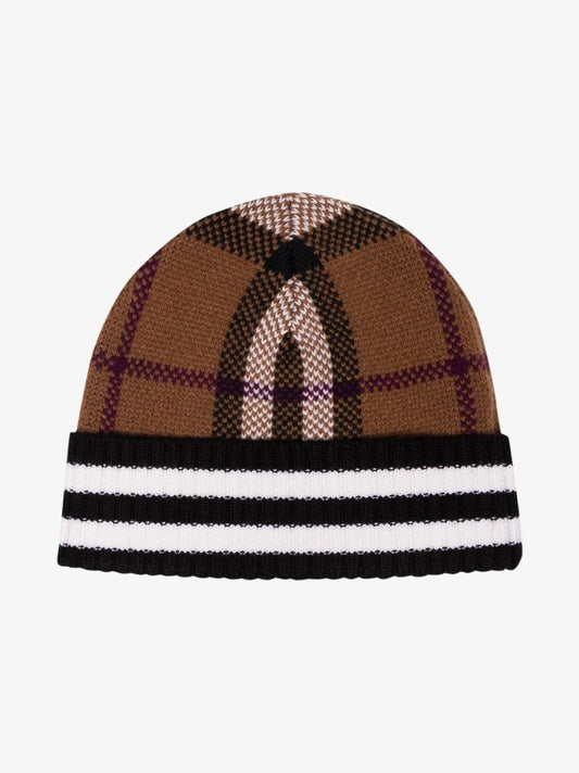 Brown House Check Cashmere Beanie Hat
