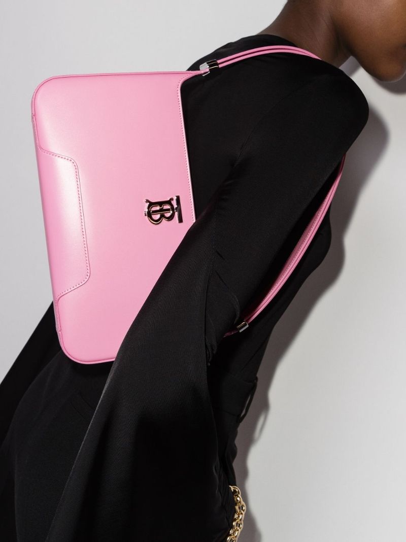 Pink Tb Leather Shoulder Bag