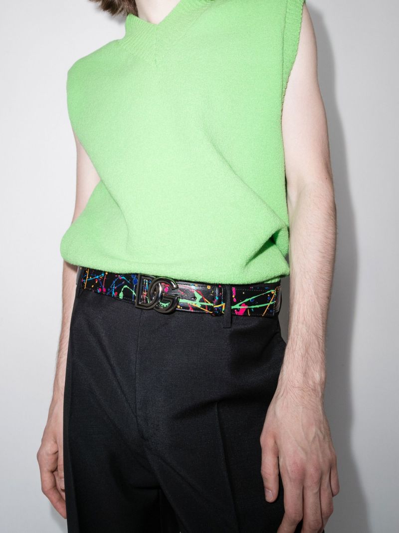 Black Paint Splatter Leather Belt