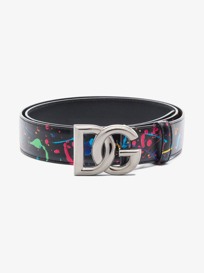 Black Paint Splatter Leather Belt
